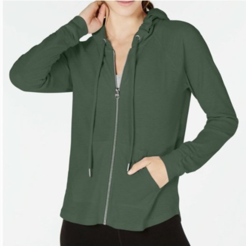 2 for $15 - Calvin Klein Ruched Long Sleeve Zip Front Hoodie Green Size L